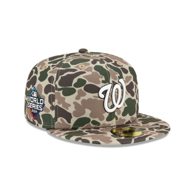 Green Washington Nationals Hat - New Era MLB Duck Camo 59FIFTY Fitted Caps USA3974816